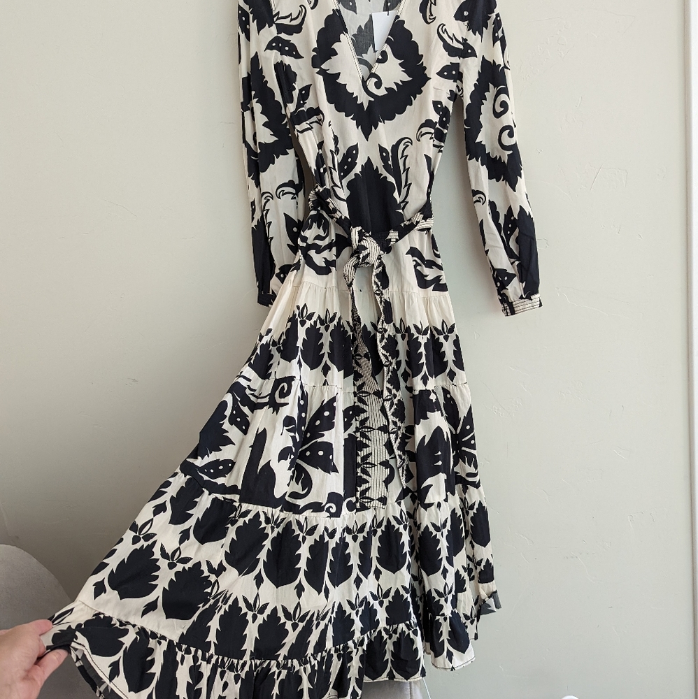 ZARA NWT PRINTED MAXI DRESS BLACK WHITE XS,S,M - Picture 9 of 9